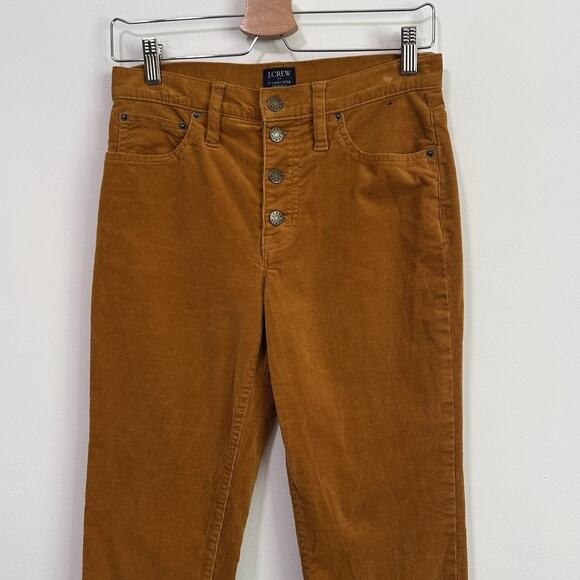 J Crew 9” High Rise Skinny Corduroy Pants 27 Button Fly Mustard Gold Stretch - Picture 3 of 10